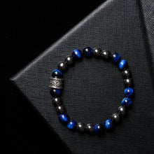 Load image into Gallery viewer, Calm Harmony - 8mm Hematite, Blue Tiger Eye & Celtic Triquetra Design Bracelet