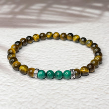 Load image into Gallery viewer, Protection & Prosperity - Tiger Eye & Malachite 6mm Bead Bracelet