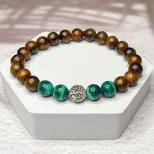 Load image into Gallery viewer, Tree of Life Bracelet - Malachite & Rosewood 8mm Bead Bracelet