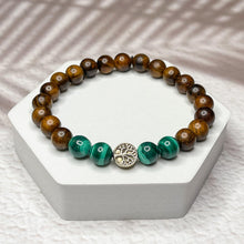 Load image into Gallery viewer, Tree of Life Bracelet - Malachite & Rosewood 8mm Bead Bracelet