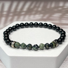 Load image into Gallery viewer, Ancient Wisdom - Faceted Kambala Jasper & Onyx 6mm Bead Bracelet