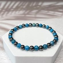 Load image into Gallery viewer, Self-expression - Apatite & Hematite 6mm Bead Bracelet