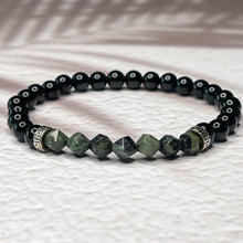 Load image into Gallery viewer, Ancient Wisdom - Faceted Kambala Jasper & Onyx 6mm Bead Bracelet
