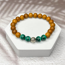 Load image into Gallery viewer, Men's Om 8mm Bead Bracelet - Malachite & Yew Wood