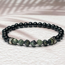 Load image into Gallery viewer, Ancient Wisdom - Faceted Kambala Jasper & Onyx 6mm Bead Bracelet