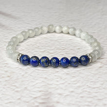 Load image into Gallery viewer, Inner Peace - Selenite & Lapis Lazuli 6mm Bead Bracelet