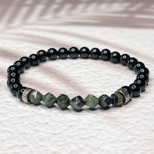 Load image into Gallery viewer, Ancient Wisdom - Faceted Kambala Jasper & Onyx 6mm Bead Bracelet