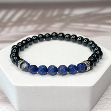 Load image into Gallery viewer, Strength & Serenity - Onyx & Faceted Lapis Lazuli 6mm Bead Bracelet