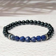 Load image into Gallery viewer, Strength & Serenity - Onyx & Faceted Lapis Lazuli 6mm Bead Bracelet