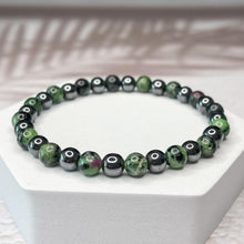 Load image into Gallery viewer, Ruby Zoisite & Hematite 6mm Bead Bracelet