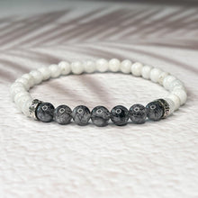 Load image into Gallery viewer, Positive Energy - Moonstone & Tourmalinated Quartz 6mm Bead Bracelet