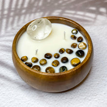 Load image into Gallery viewer, Cleansing Energy - Quartz & Tiger Eye Infused Soy Wax Candle
