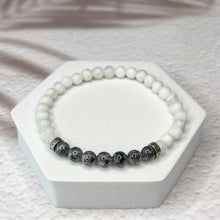 Load image into Gallery viewer, Positive Energy - Moonstone & Tourmalinated Quartz 6mm Bead Bracelet