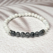 Load image into Gallery viewer, Positive Energy - Moonstone & Tourmalinated Quartz 6mm Bead Bracelet