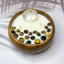 Load image into Gallery viewer, Cleansing Energy - Quartz & Tiger Eye Infused Soy Wax Candle