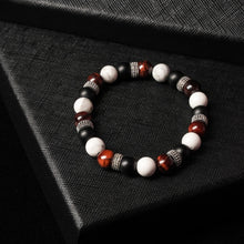 Load image into Gallery viewer, Limitless Potential - Howlite, Onyx & Red Tiger Eye 8mm Bead Bracelet