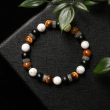 Load image into Gallery viewer, Limitless Strength - Howlite, Onyx & Tiger Eye 8mm Bead Bracelet