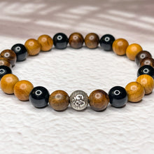 Load image into Gallery viewer, Men's Om 8mm Bead Bracelet - Onyx, Rosewood & Yew Wood