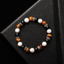 Load image into Gallery viewer, Limitless Strength - Howlite, Onyx & Tiger Eye 8mm Bead Bracelet