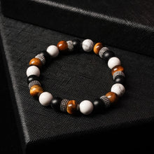 Load image into Gallery viewer, Limitless Strength - Howlite, Onyx & Tiger Eye 8mm Bead Bracelet