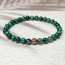 Load image into Gallery viewer, Wealth & Prosperity - Moss Agate & Malachite 6mm Bead bracelet