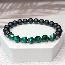 Load image into Gallery viewer, Faceted Green Tiger Eye, Matte Onyx, & Hematite 8mm Bead