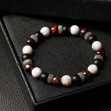 Load image into Gallery viewer, Limitless Potential - Howlite, Onyx & Red Tiger Eye 8mm Bead Bracelet