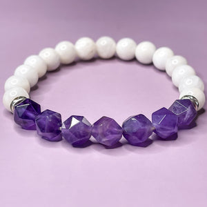 Amethyst & Moonstone 8mm Bead Bracelet