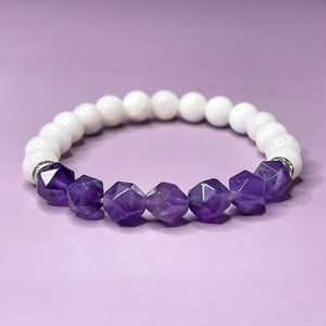 Amethyst & Moonstone 8mm Bead Bracelet