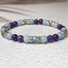 Load image into Gallery viewer, Pisces Zodiac 6mm Bead Bracelet -  Aquamarine, Amethyst &amp; Labradorite
