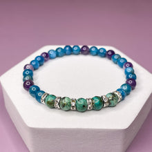 Load image into Gallery viewer, Sagittarius Zodiac 6mm Bead Bracelet -  African Turquoise, Apatite &amp; Amethyst
