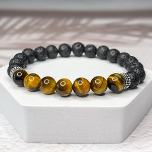 Limitless Energy - Lava Stone & Tiger Eye 8mm Bead Bracelet