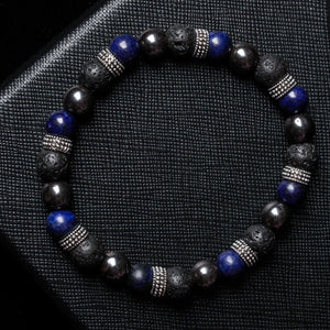 Focused Harmony - Lapis Lazuli, Hematite, Lava Stone 8mm Bead Bracelet