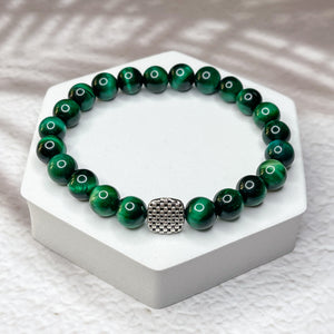 Green Tiger Eye Stone 8mm Bead Bracelet