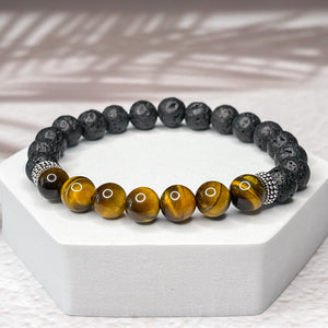 Limitless Energy - Lava Stone & Tiger Eye 8mm Bead Bracelet