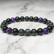 Load image into Gallery viewer, Aquarius Zodiac 8mm Bead Bracelet - Labradorite, Garnet &amp; Amethyst
