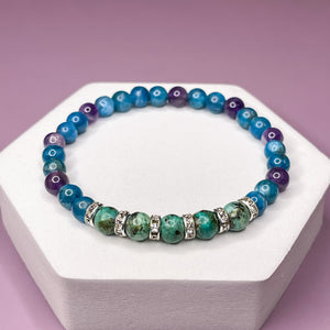 Sagittarius Zodiac 6mm Bead Bracelet -  African Turquoise, Apatite & Amethyst