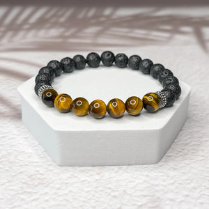 Limitless Energy - Lava Stone & Tiger Eye 8mm Bead Bracelet