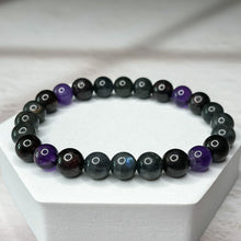 Load image into Gallery viewer, Aquarius Zodiac 8mm Bead Bracelet - Labradorite, Garnet &amp; Amethyst
