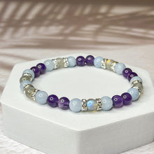 Load image into Gallery viewer, Pisces Zodiac 6mm Bead Bracelet -  Aquamarine, Amethyst &amp; Labradorite
