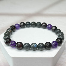 Load image into Gallery viewer, Aquarius Zodiac 8mm Bead Bracelet - Labradorite, Garnet &amp; Amethyst
