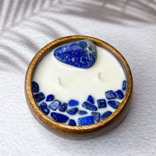 Load image into Gallery viewer, Peace &amp; Serenity - Lapis Lazuli Crystal Infused Soy Wax Candle
