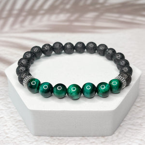 Ultimate Achievement - Lava & Tiger Eye Stone 8mm Bead Bracelet