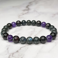 Load image into Gallery viewer, Aquarius Zodiac 8mm Bead Bracelet - Labradorite, Garnet &amp; Amethyst
