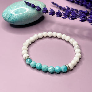 Soothing Energy - Amazonite & Moonstone 6mm Bead Bracelet