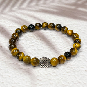 Tiger Eye Stone 8mm Bead Bracelet