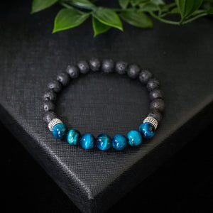 Healing Renewal - Blue Tiger Eye & Lava Stone 8mm Bead Bracelet