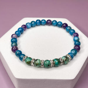 Sagittarius Zodiac 6mm Bead Bracelet -  African Turquoise, Apatite & Amethyst