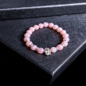 Pure Love - Madagascar Rose Quartz and Lotus Flower 8mm Bead Bracelet