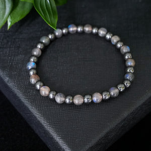 Grounding Luck - Labradorite & Hematite 6mm Bead Bracelet